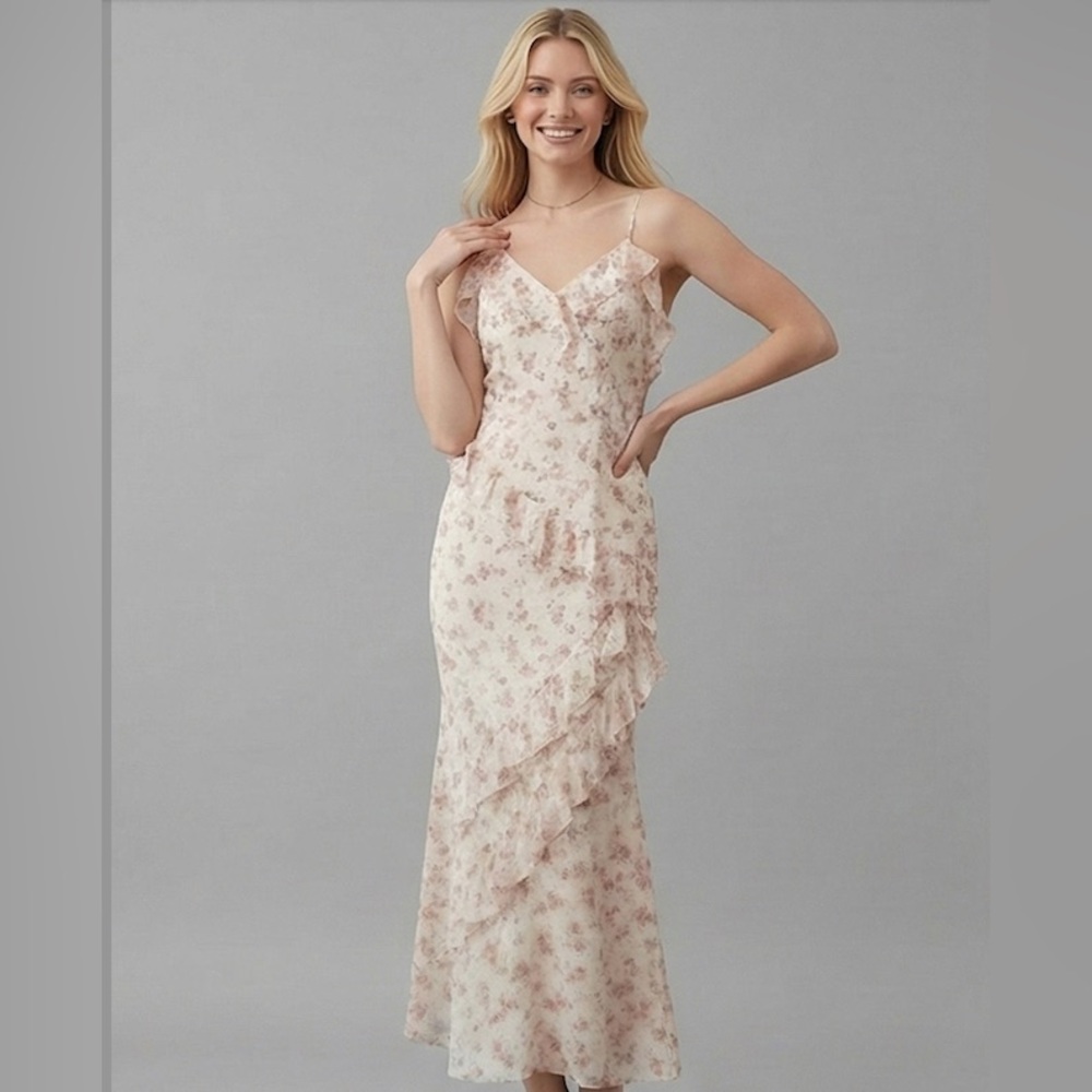 Boho Floral Printed Ruffle Tiered Romantic Dress